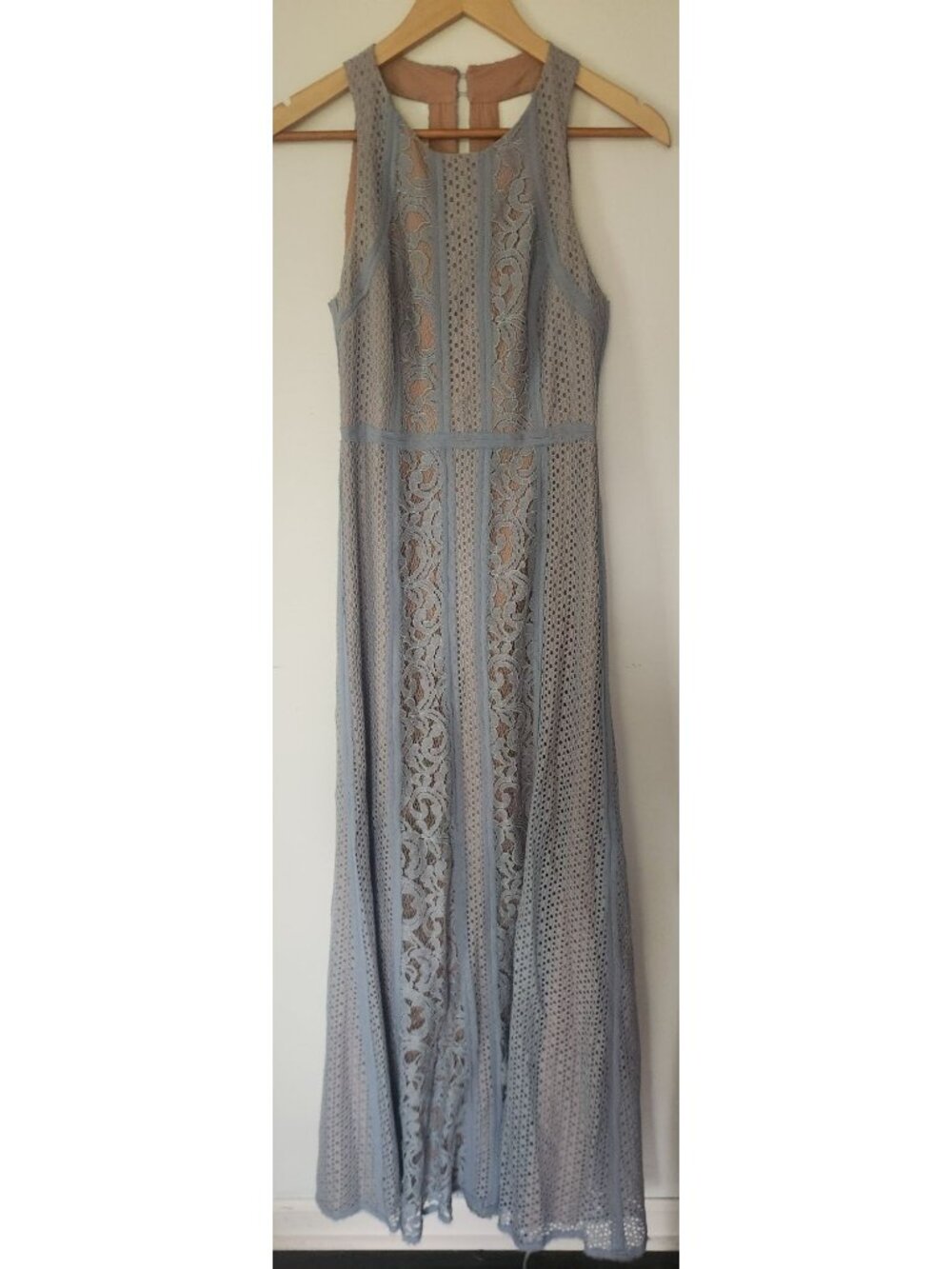 BCBG Max Azria Women's Sz. 2 Ariella Blue Lace Maxi Formal Gown Dress